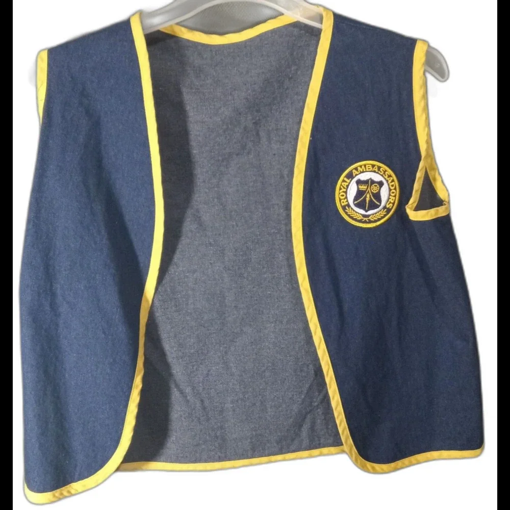 Royal Ambassadors Baptist Boy Scouts Denim Vest Costume VTG Cosplay Patches